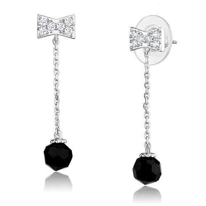 MA3W1300 - Rhodium Brass Earrings with AAA Grade CZ  in Clear