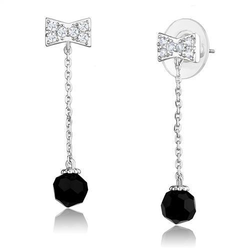 MA3W1300 - Rhodium Brass Earrings with AAA Grade CZ  in Clear
