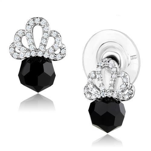 MA3W1303 - Rhodium Brass Earrings with AAA Grade CZ  in Clear