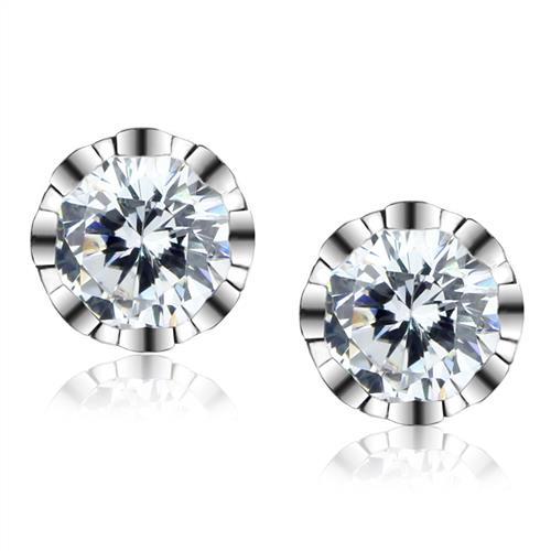 MA3W1304 - Rhodium Brass Earrings with AAA Grade CZ  in Clear