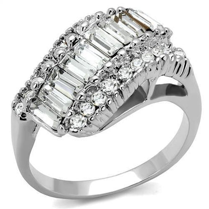 MA3W1306 - Rhodium Brass Ring with Top Grade Crystal  in Clear