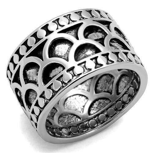 MA3W1309 - Rhodium Brass Ring with Epoxy  in Jet