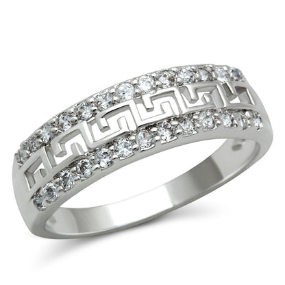 MA3W130 - Rhodium Brass Ring with AAA Grade CZ  in Clear