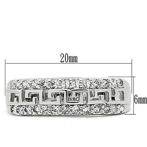 MA3W130 - Rhodium Brass Ring with AAA Grade CZ  in Clear