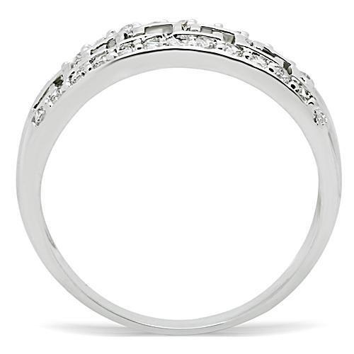 MA3W130 - Rhodium Brass Ring with AAA Grade CZ  in Clear