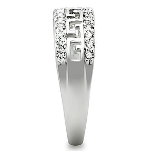MA3W130 - Rhodium Brass Ring with AAA Grade CZ  in Clear