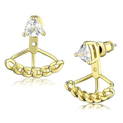 MA3W1313 - Gold Brass Earrings with AAA Grade CZ  in Clear