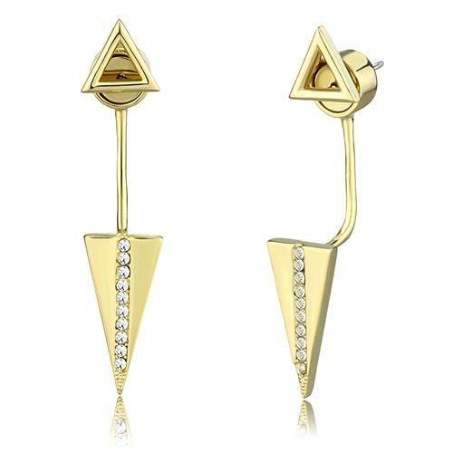 MA3W1314 - Gold Brass Earrings with Top Grade Crystal  in Clear