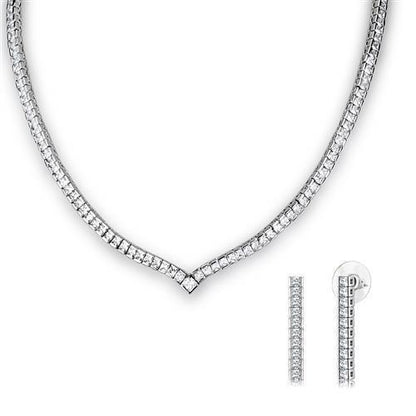 MA3W1316 - Rhodium Brass Jewelry Sets with AAA Grade CZ  in Clear
