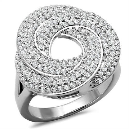 MA3W1319 - Rhodium Brass Ring with AAA Grade CZ  in Clear