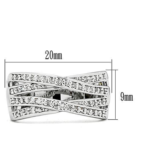 MA3W131 - Rhodium Brass Ring with AAA Grade CZ  in Clear