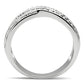 MA3W131 - Rhodium Brass Ring with AAA Grade CZ  in Clear