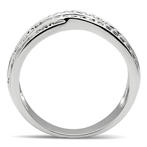 MA3W131 - Rhodium Brass Ring with AAA Grade CZ  in Clear