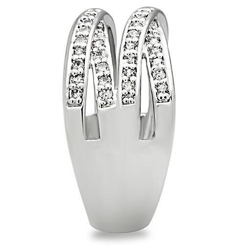 MA3W131 - Rhodium Brass Ring with AAA Grade CZ  in Clear