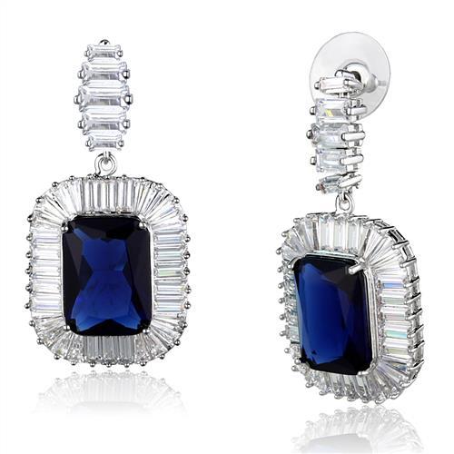 MA3W1321 - Rhodium Brass Earrings with Synthetic Synthetic Glass in Montana