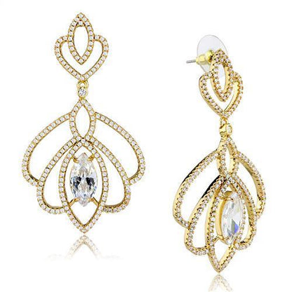MA3W1324 - Gold Brass Earrings with AAA Grade CZ  in Clear