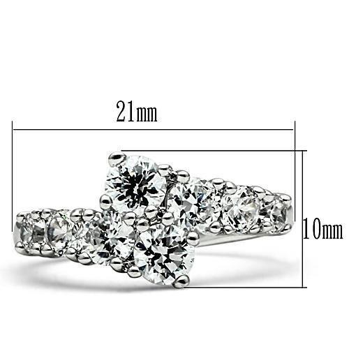 MA3W132 - Rhodium Brass Ring with AAA Grade CZ  in Clear