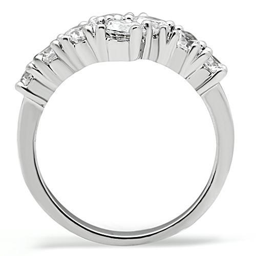 MA3W132 - Rhodium Brass Ring with AAA Grade CZ  in Clear
