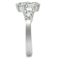 MA3W132 - Rhodium Brass Ring with AAA Grade CZ  in Clear