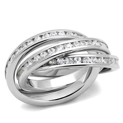 MA3W1331 - Rhodium Brass Ring with AAA Grade CZ  in Clear