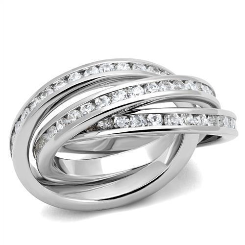 MA3W1331 - Rhodium Brass Ring with AAA Grade CZ  in Clear