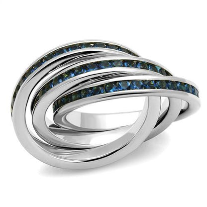 MA3W1334 - Rhodium Brass Ring with Synthetic Synthetic Glass in Montana