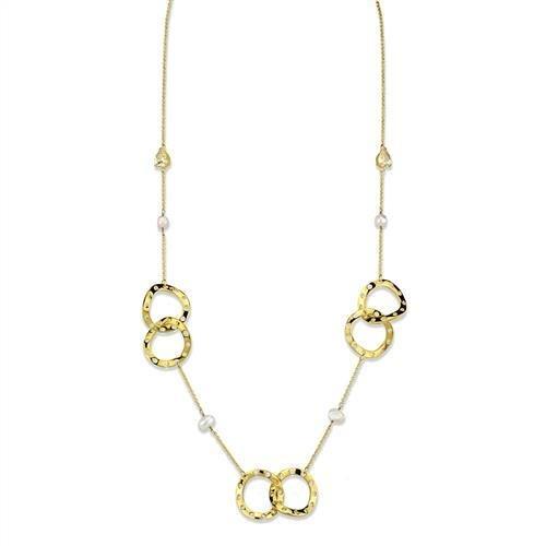 MA3W1335 - Gold Brass Necklace with AAA Grade CZ  in Citrine Yellow