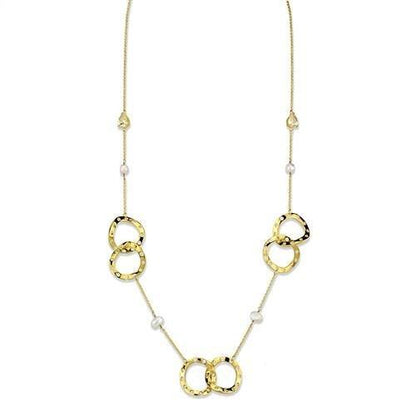 MA3W1335 - Gold Brass Necklace with AAA Grade CZ  in Citrine Yellow