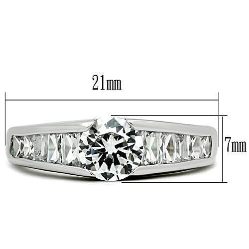 MA3W133 - Rhodium Brass Ring with AAA Grade CZ  in Clear