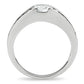 MA3W133 - Rhodium Brass Ring with AAA Grade CZ  in Clear