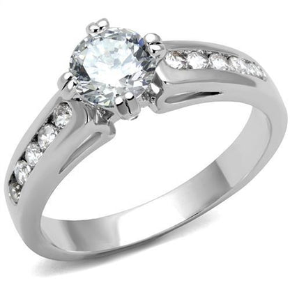 MA3W1340 - Rhodium Brass Ring with AAA Grade CZ  in Clear