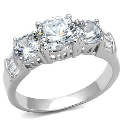 MA3W1343 - Rhodium Brass Ring with AAA Grade CZ  in Clear