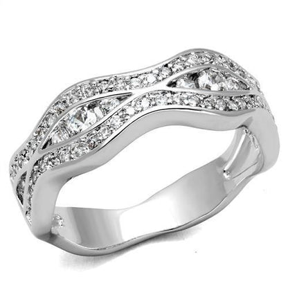 MA3W1345 - Rhodium Brass Ring with AAA Grade CZ  in Clear