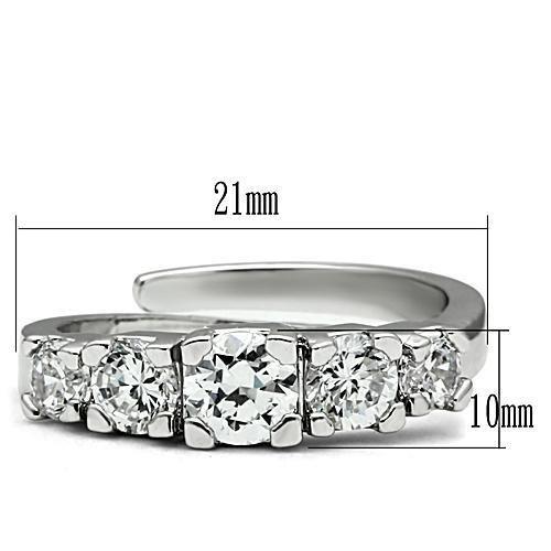 MA3W134 - Rhodium Brass Ring with AAA Grade CZ  in Clear