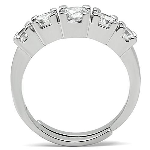 MA3W134 - Rhodium Brass Ring with AAA Grade CZ  in Clear