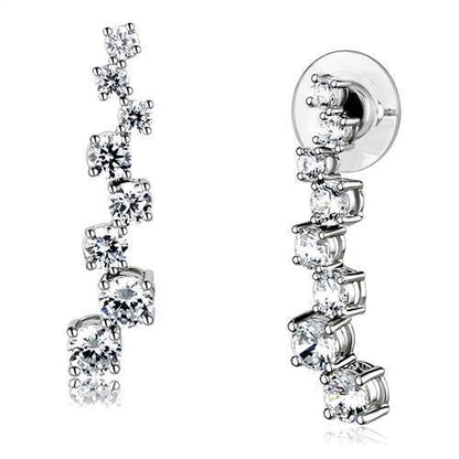 MA3W1352 - Rhodium Brass Earrings with AAA Grade CZ  in Clear