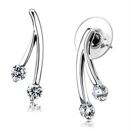 MA3W1356 - Rhodium Brass Earrings with AAA Grade CZ  in Clear