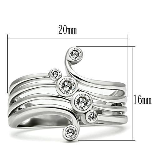 MA3W135 - Rhodium Brass Ring with AAA Grade CZ  in Clear