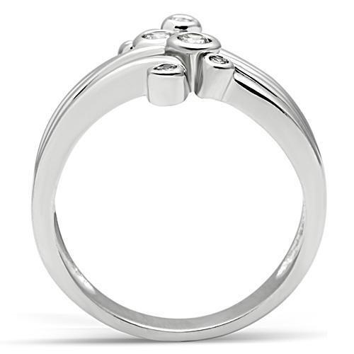 MA3W135 - Rhodium Brass Ring with AAA Grade CZ  in Clear