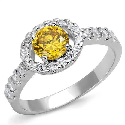 MA3W1362 - Rhodium Brass Ring with AAA Grade CZ  in Topaz