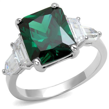 MA3W1363 - Rhodium Brass Ring with Synthetic Spinel in Emerald