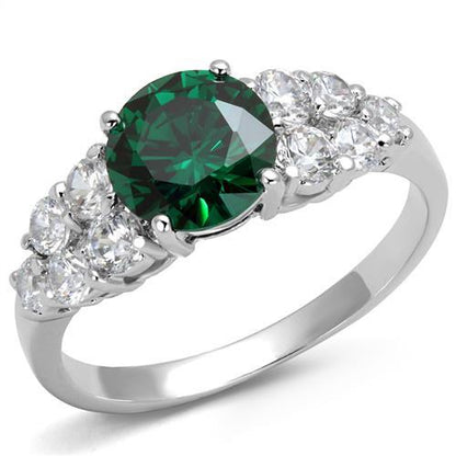 MA3W1364 - Rhodium Brass Ring with Synthetic Spinel in Emerald