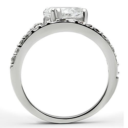MA3W136 - Rhodium Brass Ring with AAA Grade CZ  in Clear