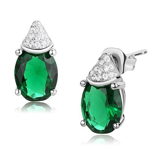 MA3W1371 - Rhodium 925 Sterling Silver Earrings with Synthetic Synthetic Glass in Blue Zircon