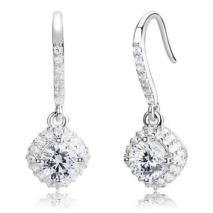 MA3W1372 - Rhodium 925 Sterling Silver Earrings with AAA Grade CZ  in Clear