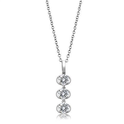 MA3W1373 - Rhodium 925 Sterling Silver Chain Pendant with AAA Grade CZ  in Clear