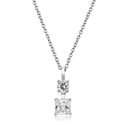 MA3W1374 - Rhodium 925 Sterling Silver Chain Pendant with AAA Grade CZ  in Clear