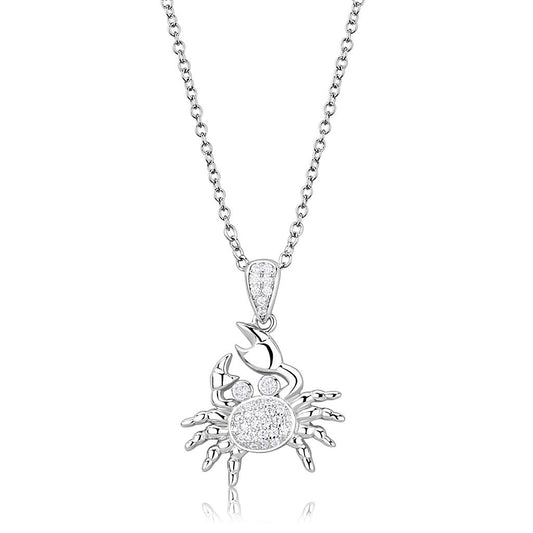 MA3W1377 - Rhodium 925 Sterling Silver Chain Pendant with AAA Grade CZ  in Clear
