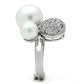 MA3W137 - Rhodium Brass Ring with Synthetic Pearl in White