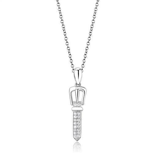 MA3W1381 - Rhodium 925 Sterling Silver Chain Pendant with AAA Grade CZ  in Clear